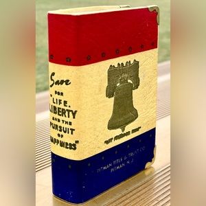 Vintage 1940s Save For National Defense Pitman Title & Trust Co. Book Coin Bank